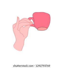Hand holding cup vector isolated