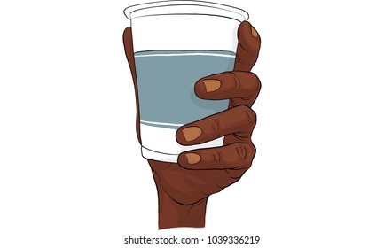hand holding cup of water vector