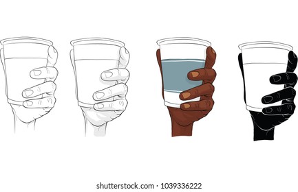 hand holding cup of water vector
