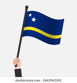 Hand Holding Curacao Waving Flag