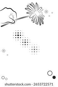 Mão segurando Daisy Line Art para plano de fundo e modelo