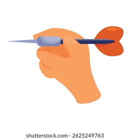 Hand is holding a dart ready to throw it, symbolizing aiming for success