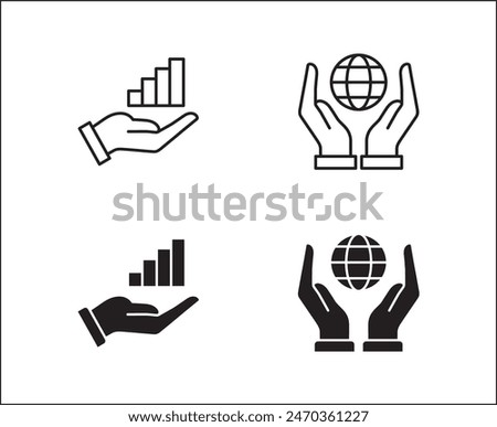Hand holding data icon. Market global icons. Business icon. Vector stock illustration. Isolated on white background. Vector logo design template