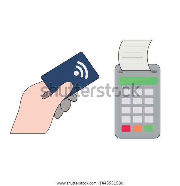 Hand Holding Debit Card Making Cashless Stock Vector (Royalty Free ...