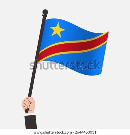 Hand Holding Democratic Republic of the Congo Waving Flag