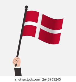 Hand Holding Denmark Waving Flag