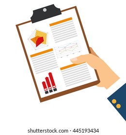 hand holding diagram on clipboard icon