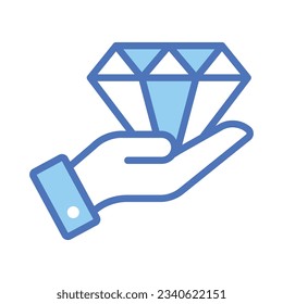 Hand holding diamond denoting value concept vector in trendy style