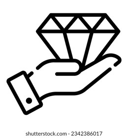 Hand holding diamond denoting value concept vector in trendy style