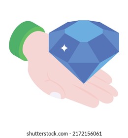 Diamantes de mano, icono isométrico del servicio premium 

