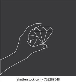Hand holding a diamond, vector illustration design. Hands collection.