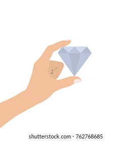 Hand holding a diamond, vector illustration design. Hands collection.