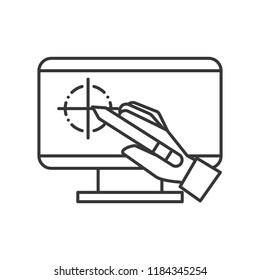 hand holding digital pen computer graphic design