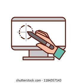 hand holding digital pen computer graphic design