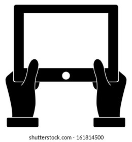 hand holding digital tablet pc