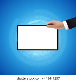 Hand holding digital tablet pc
