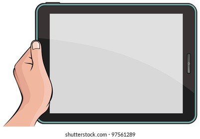 Hand holding digital tablet pc