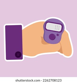 hand holding digital tasbeeh is doing dhikr in ramadan month flat vector illustration