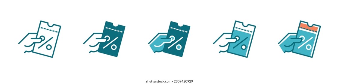 Hand holding a discount coupon icon sale tag promotion for shopping symbol illustration ticket voucher market vector design