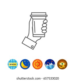 Hand holding disposable coffee cup