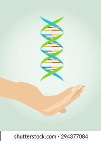 hand holding a DNA helix