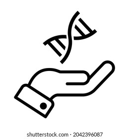 Hand holding DNA icon vector design template.