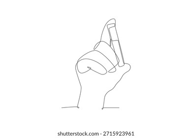 Mano sosteniendo la muestra de prueba de ADN. Concepto de análisis de ADN dibujo de una línea