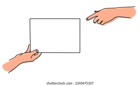 Hand holding a document and giving it
