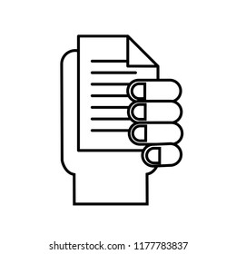 hand holding document paper text