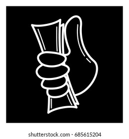 Hand holding dollar bill flat black