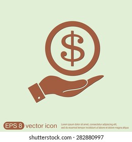 hand holding a Dollar bill. symbol of money