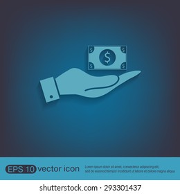hand holding a Dollar bill. symbol of money