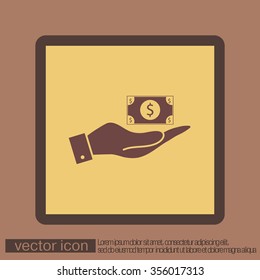 hand holding a Dollar bill. symbol of money