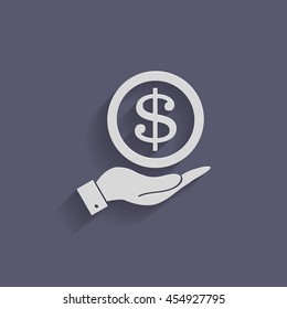 hand holding a Dollar bill. symbol of money