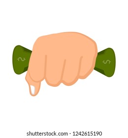 Hand holding a dollar bill. Vector illustration design