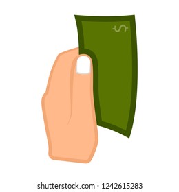 Hand holding a dollar bill. Vector illustration design