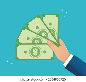 hand holding dollar bill vector illustration EPS10