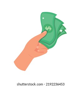 Hand holding dollar bills, payment concept.