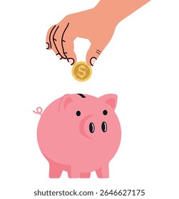 Hand Holding a Dollar Coin Illustration concept