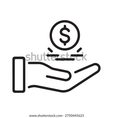 Hand Holding Dollar Coin Vector Icon for Charity Donation and Financial Investment Concept