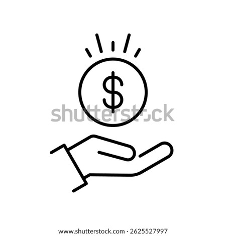 Hand Holding a Dollar Icon. Donation symbol for web design and mobile app. Save Money line logo on white background. Vector illustration.