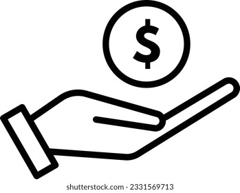icono de mano sosteniendo el dólar. icono de ahorrar dinero. icono de dinero salarial. icono de ganancias