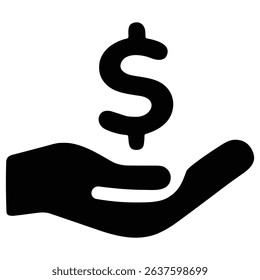 Hand holding dollar icon symbolizes transaction, offer, or earnings