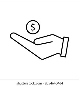 Hand, die Dollar hält Symbol, Vektorgrafik, Investieren Sie Finanzierungssymbol, der auf unscharfem Hintergrund editiert wird