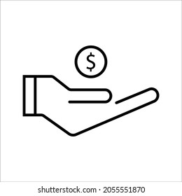 Vector de icono de mano de dólar, invertir el símbolo de financiación pulsado editable en el fondo en blanco