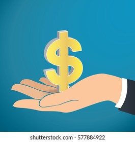 hand holding Dollar icon vector 