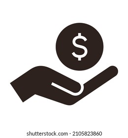 Hand holding dollar, save money icon, salary money, invest finance isolated on white background 