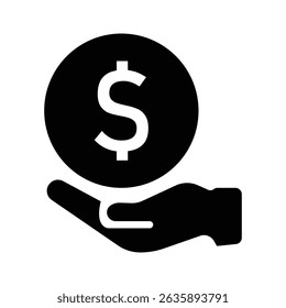 Hand Holding Dollar Sign. Financial Support Icon - Hand Holding Dollar Sign