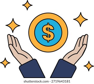 Eine Hand hält ein Dollarzeichen. Das Dollarzeichen ist von einem Kreis umgeben