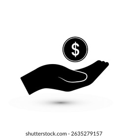mão segurando um cifrão ícone vetorial ícone Dinheiro e Finanças